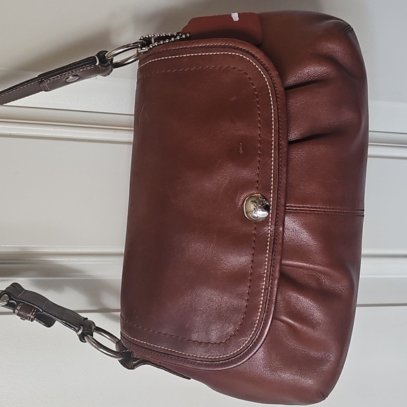 Coach Madison Pleated Leather Flap Bag 🤎💛 No#H0959-F13729 - Picture 5 of 10